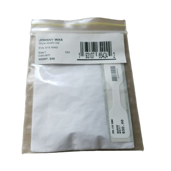 JOHNNY WAS Evil Eye turquoise bohemian boho gold plated brass ring Size 7 NEW - Picture 4 of 4